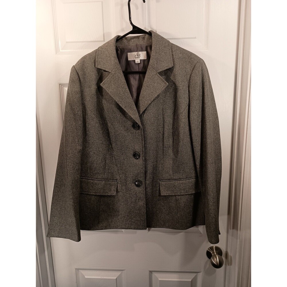 Le Suit Blazer Jacket Plus Size 16W Gray